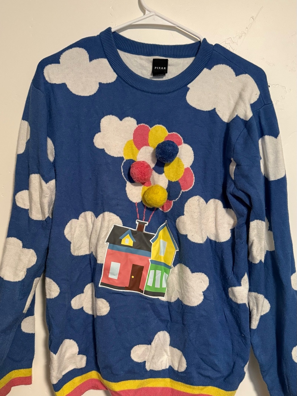 Pixar Up Blue Cloud Sweater with Balloon House